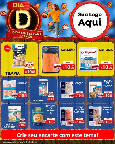 Modelo de Rede Social para Feed Instagram com o tema Dia D - O Dia Mais Barato Do Mês para Peixaria