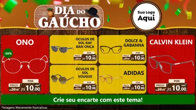 Modelo de TV para TV Horizontal com o tema Dia do Gaúcho para Óticas