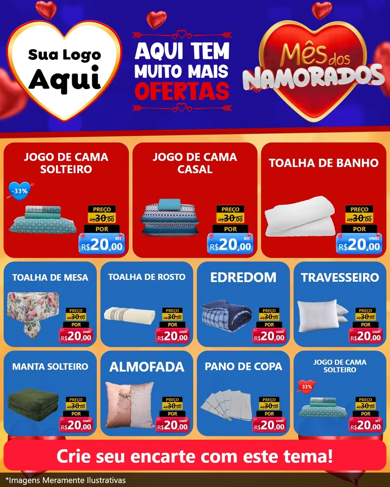 Modelo de Rede Social para Feed Instagram com o tema Mês dos Namorados para Cama, Mesa e Banho