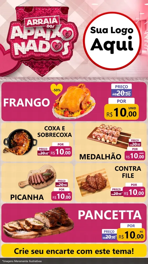 Modelo de TV para TV Vertical com o tema Arraiá dos Apaixonados - Junina para Assados