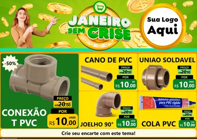 Modelo de Encarte para Encarte A4 Horizontal com o tema Janeiro Sem Crise para Tubos e conexões
