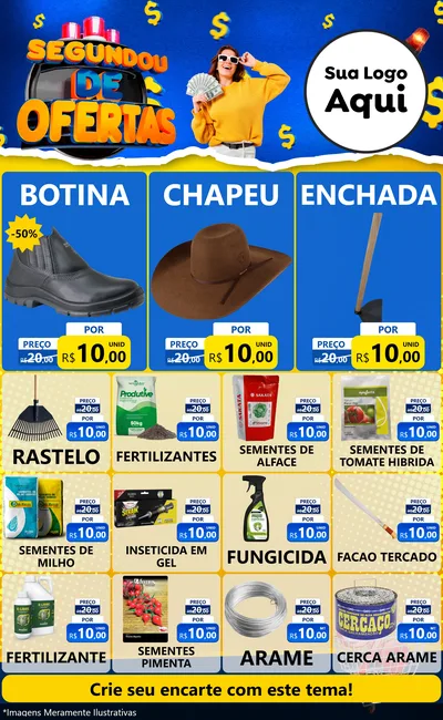Modelo de Encarte para Encarte Grande com o tema Segundou de Ofertas para Agropecuária