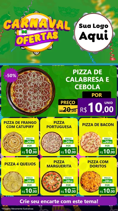 Modelo de Rede Social para Stories com o tema Carnaval de Ofertas para Pizzaria
