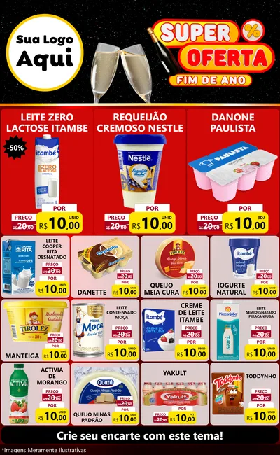 Modelo de Encarte para Encarte Grande com o tema Super Oferta Fim de Ano para Frios e Laticínios