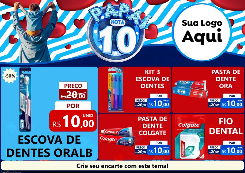 Modelo de Encarte para Encarte A4 Horizontal com o tema Papai Nota 10 para Higiene Pessoal