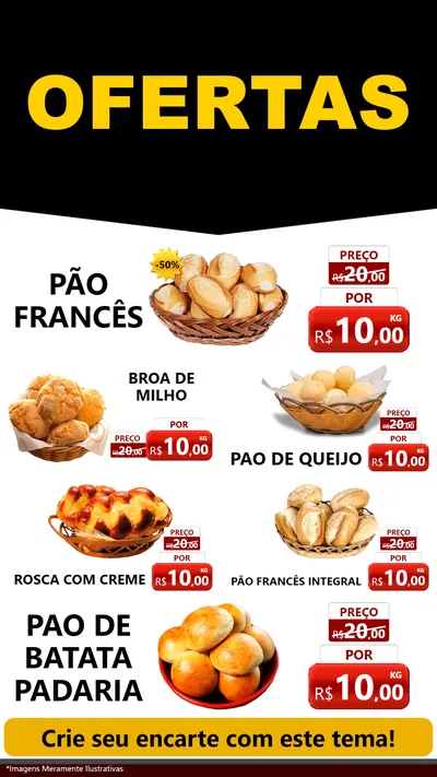 Modelo de TV para TV Vertical com o tema Ofertas Preto e Vermelho Cartaz para Padaria
