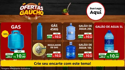 Modelo de TV para TV Horizontal com o tema Ofertas Dia do Gaúcho para Água e gás