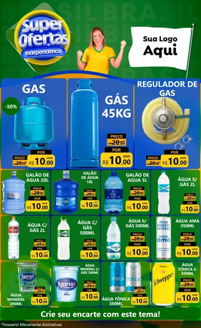 Modelo de Encarte para Encarte Grande com o tema Super Ofertas de Independência para Água e gás