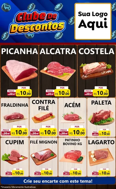 Modelo de Encarte para Encarte Grande com o tema Clube de Descontos para Açougue
