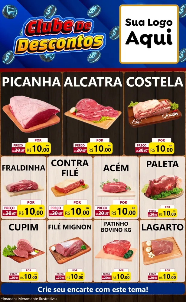 Modelo de Encarte para Encarte Grande com o tema Clube de Descontos para Açougue