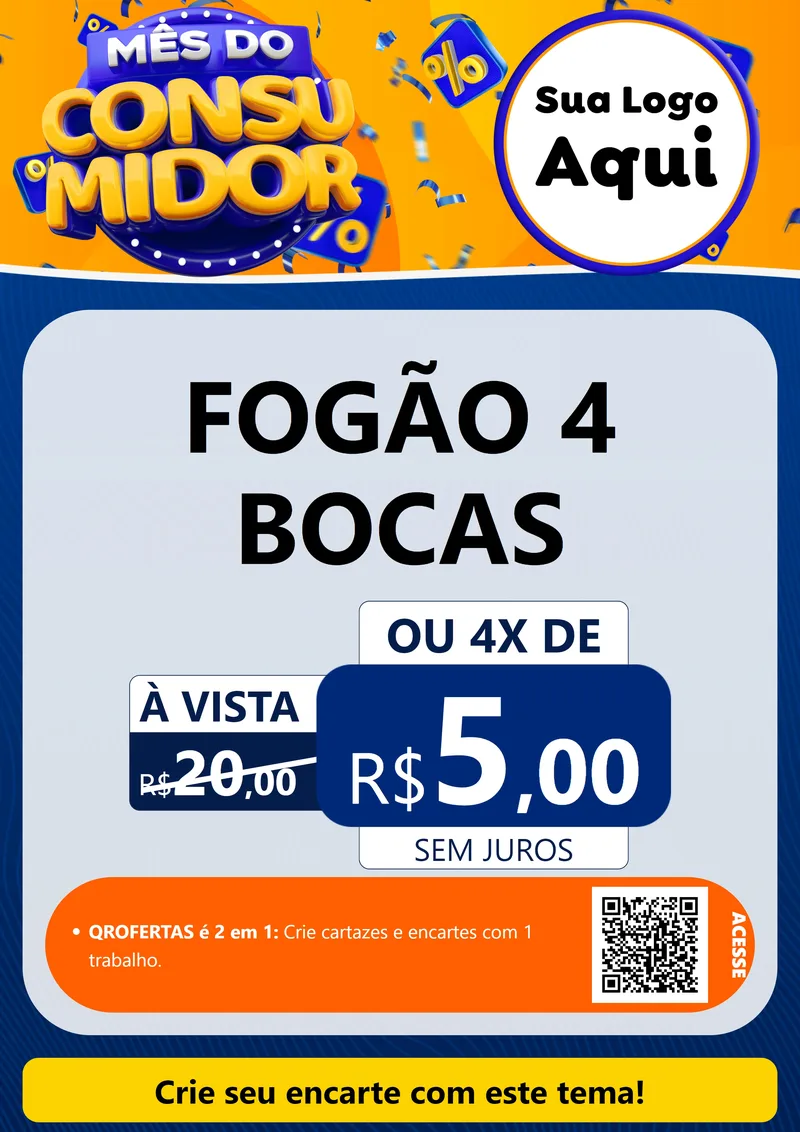 Modelo de Cartaz para Cartaz A4 Vertical com o tema Mês do Consumidor para Móveis e Eletro