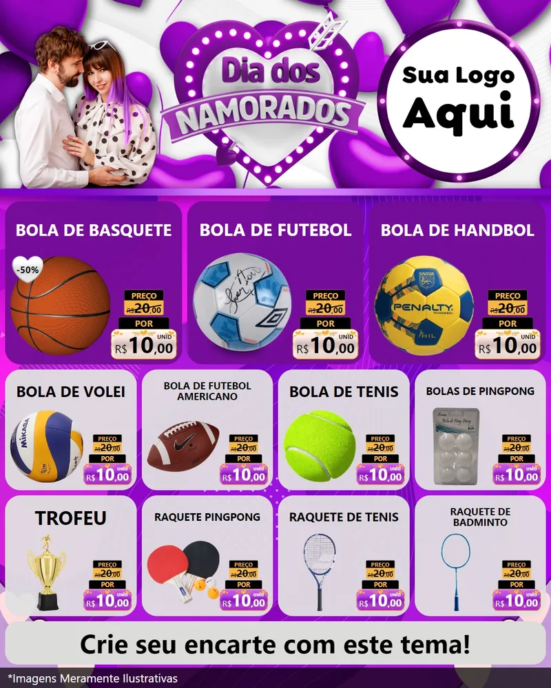Modelo de Rede Social para Feed Instagram com o tema Dia dos Namorados para Artigos Esportivos