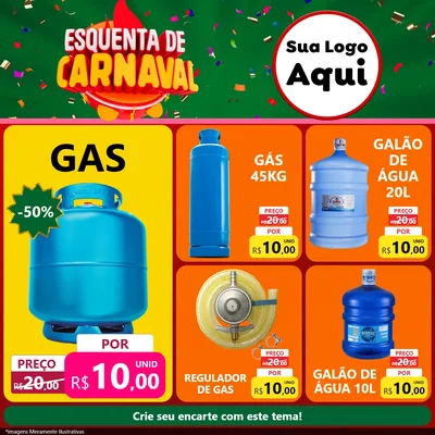 Modelo de Rede Social para Feed Facebook com o tema Esquenta de Carnaval para Água e gás