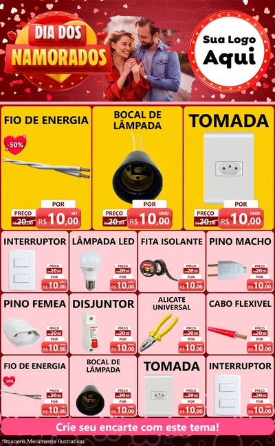 Modelo de Encarte para Encarte Grande com o tema Dia Dos Namorados para Materiais Elétricos