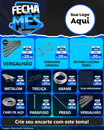 Modelo de Rede Social para Feed Instagram com o tema Fecha Mês para Ferragens