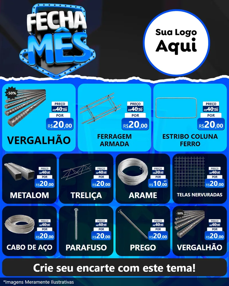 Modelo de Rede Social para Feed Instagram com o tema Fecha Mês para Ferragens