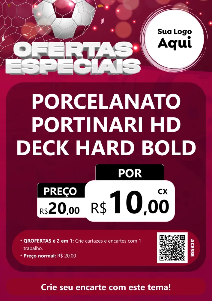 Modelo de Cartaz para Cartaz A4 Vertical com o tema Ofertas Especiais - Futebol para Pisos e revestimentos