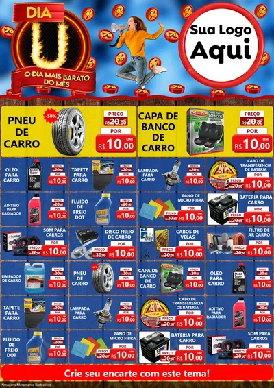 Modelo de Encarte para Encarte A4 Vertical com o tema Dia U - O Dia Mais Barato Do Mês para Auto peças