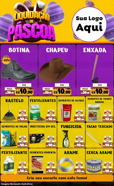 Modelo de Encarte para Encarte Grande com o tema Liquidação de Páscoa para Agropecuária