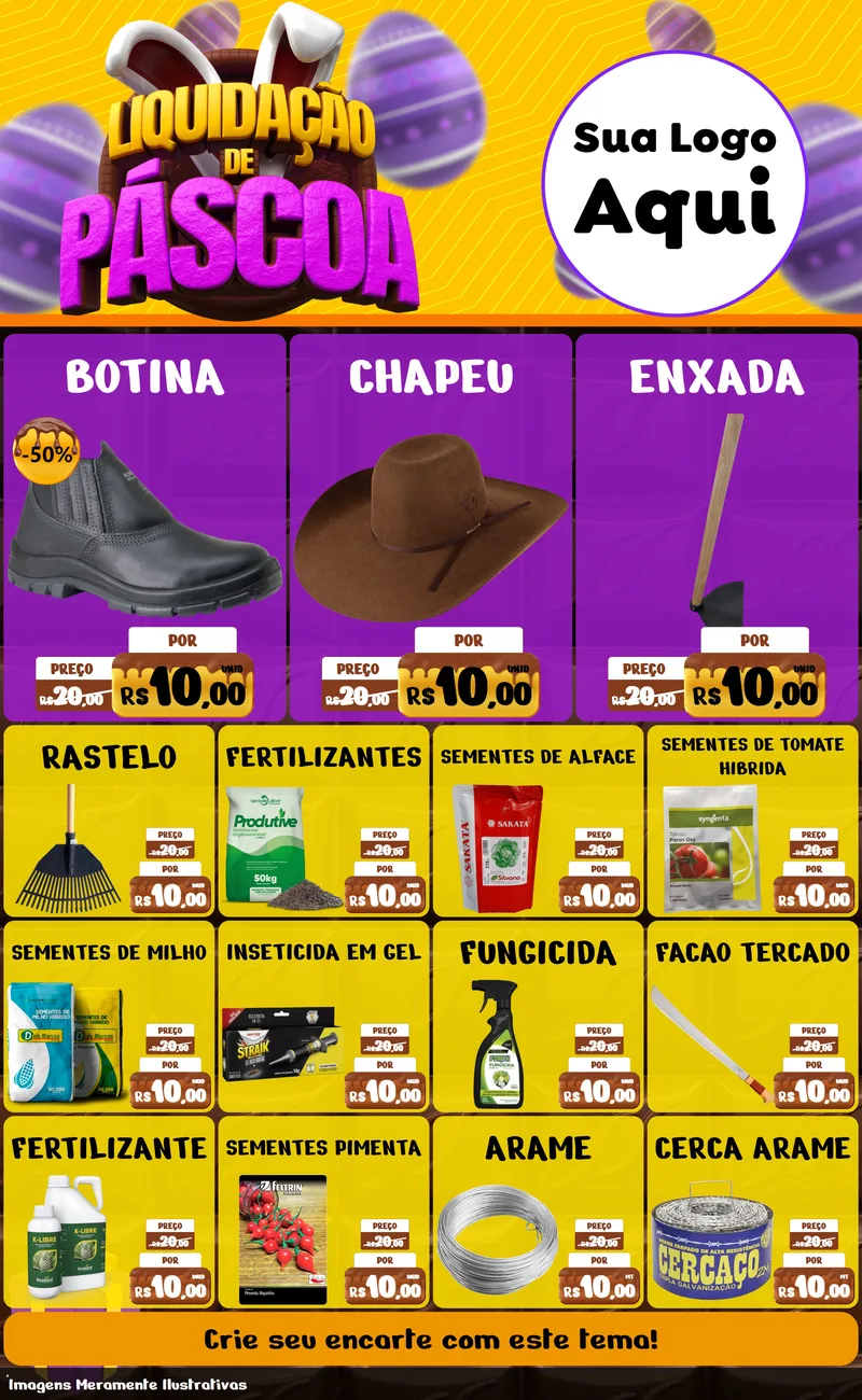 Modelo de Encarte para Encarte Grande com o tema Liquidação de Páscoa para Agropecuária