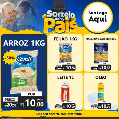 Modelo de Rede Social para Feed Facebook com o tema Sorteio Dia Dos Pais para Supermercado