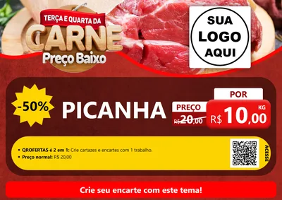 Modelo de Cartaz para Cartaz A4 Horizontal com o tema Terça e Quarta da Carne para Açougue