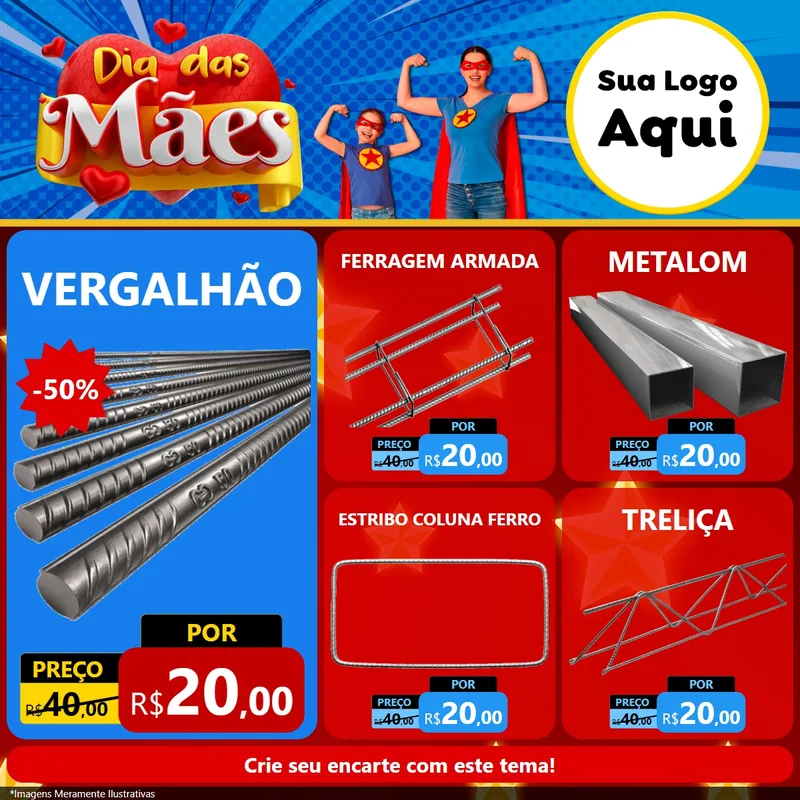 Modelo de Rede Social para Feed Facebook com o tema Dia das Mães para Ferragens