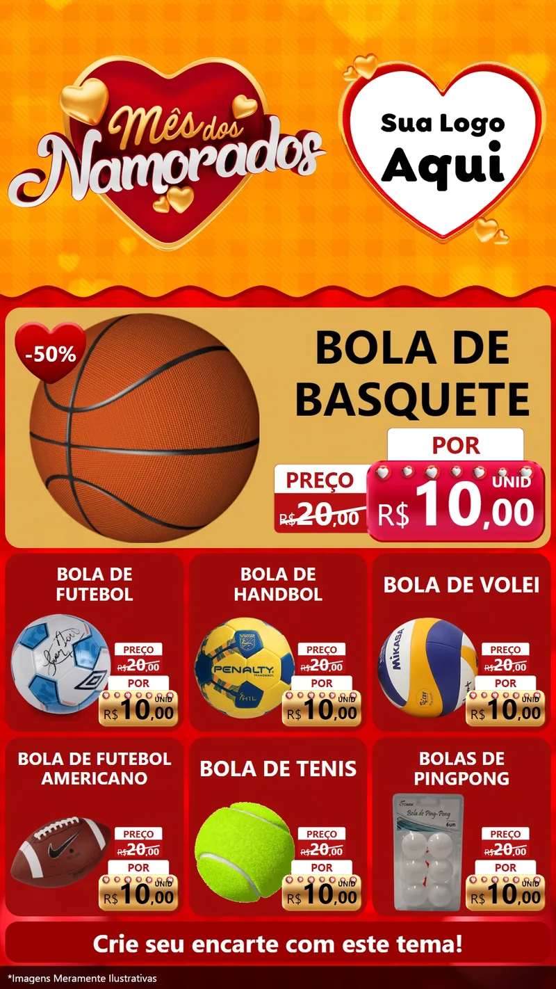 Modelo de Rede Social para Stories com o tema Mês dos Namorados para Artigos Esportivos