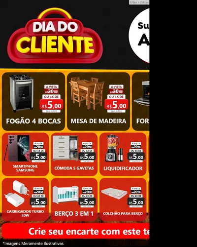 Modelo de Rede Social para Feed Instagram com o tema Dia do Cliente para Móveis e Eletro