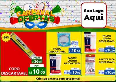 Modelo de Encarte para Encarte A4 Horizontal com o tema Carnaval de Ofertas para Embalagens
