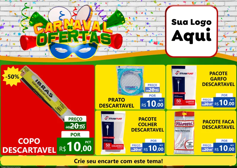 Modelo de Encarte para Encarte A4 Horizontal com o tema Carnaval de Ofertas para Embalagens