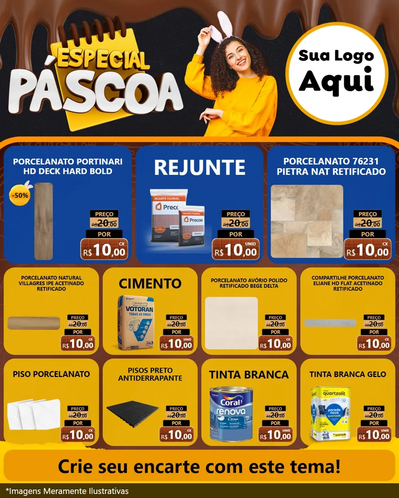 Modelo de Rede Social para Feed Instagram com o tema Especial Páscoa para Pisos e revestimentos