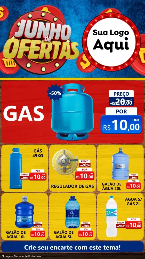 Modelo de Rede Social para Stories com o tema Junho de Ofertas para Água e gás