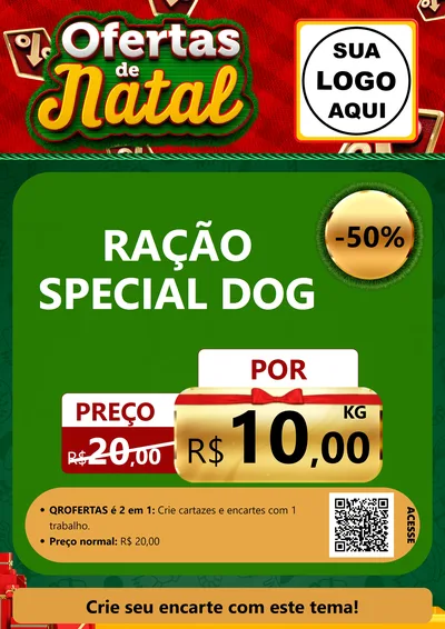 Modelo de Cartaz para Cartaz A4 Vertical com o tema Ofertas de Natal para Pet Shop