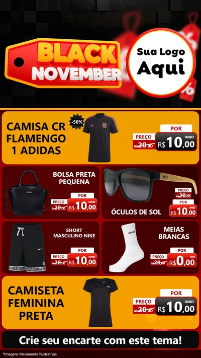 Modelo de TV para TV Vertical com o tema Black November para Roupas e acessórios