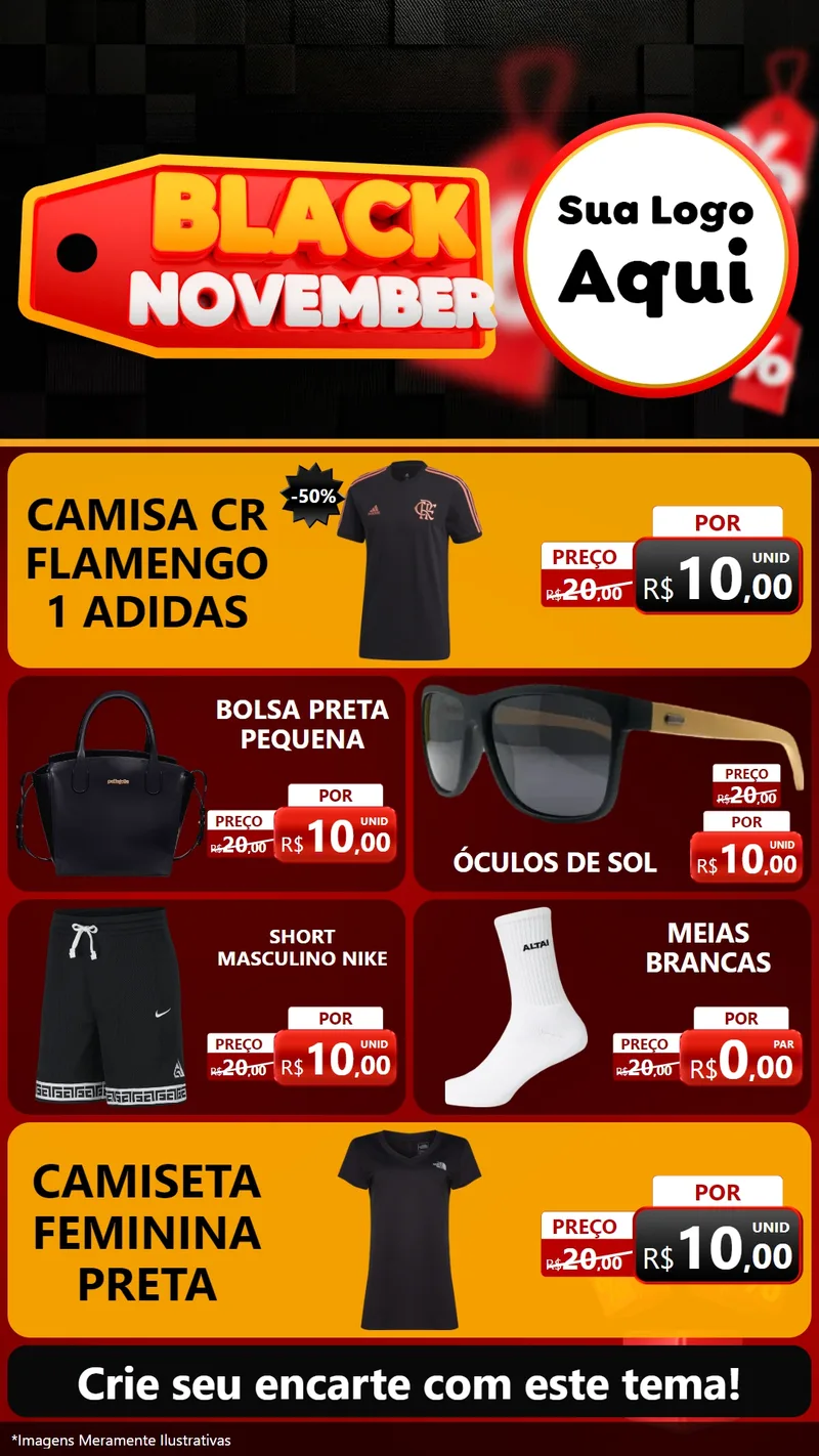 Modelo de TV para TV Vertical com o tema Black November para Roupas e acessórios