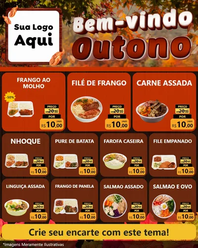 Modelo de Rede Social para Feed Instagram com o tema Bem-vindo Outono para Restaurante