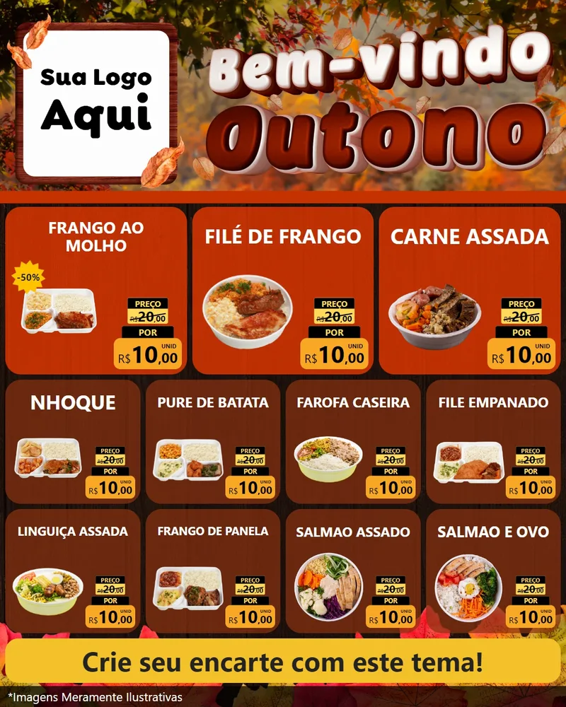 Modelo de Rede Social para Feed Instagram com o tema Bem-vindo Outono para Restaurante