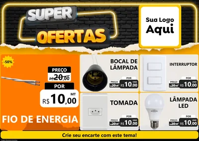 Modelo de Encarte para Encarte A4 Horizontal com o tema Super Ofertas para Materiais Elétricos