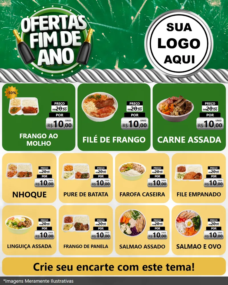 Modelo de Rede Social para Feed Instagram com o tema Ofertas Fim de Ano para Restaurante