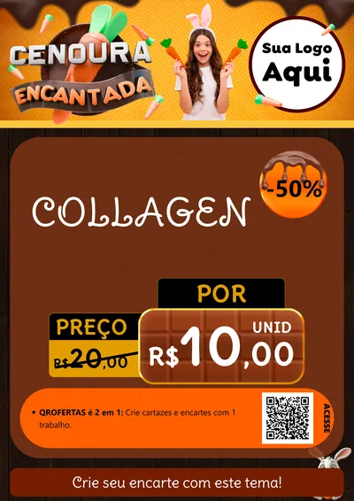 Modelo de Cartaz para Cartaz A4 Vertical com o tema Cenoura Encantada - Páscoa para Suplementos alimentares
