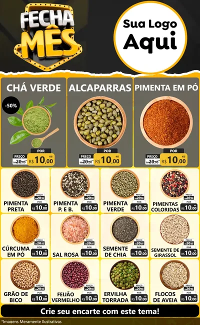 Modelo de Encarte para Encarte Grande com o tema Fecha Mês para Produtos Naturais
