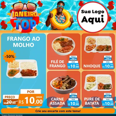 Modelo de Rede Social para Feed Facebook com o tema Janeiro Top para Restaurante