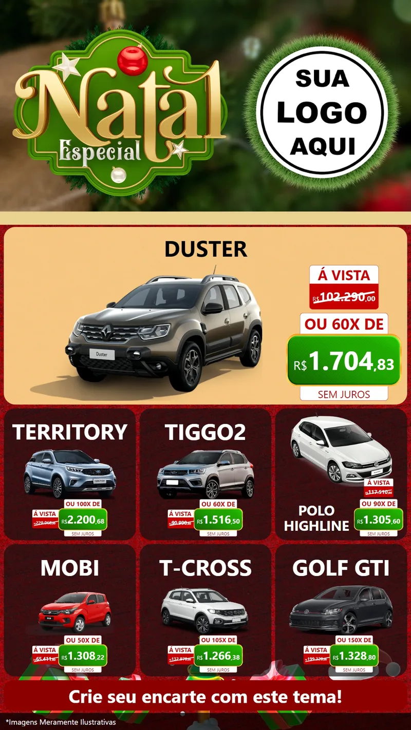 Modelo de Rede Social para Stories com o tema Natal Especial para Concessionaria de Carros