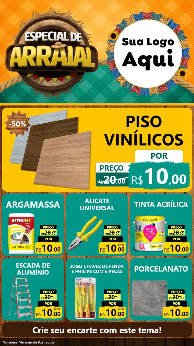 Modelo de Rede Social para Stories com o tema Especial De Arraial para Material para Construção