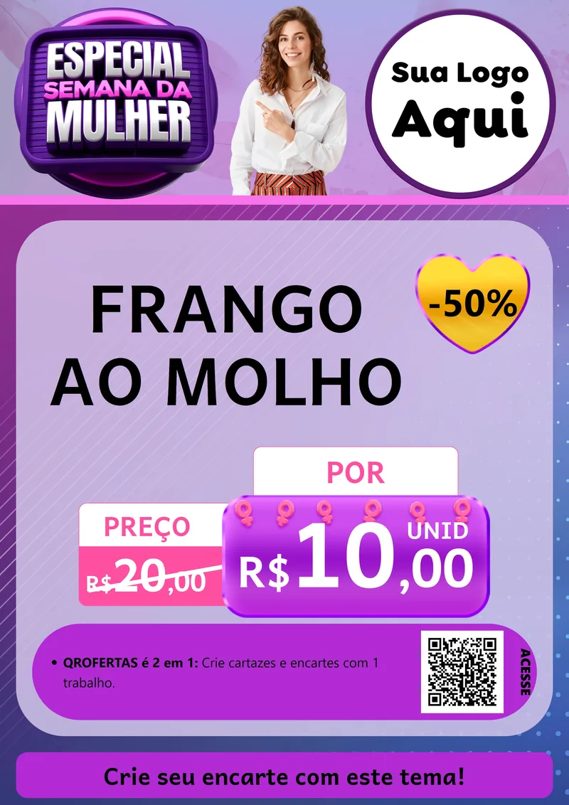 Modelo de Cartaz para Cartaz A4 Vertical com o tema Especial Semana da Mulher para Restaurante