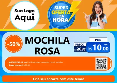 Modelo de Cartaz para Cartaz A4 Horizontal com o tema Super Oferta da Hora para Papelaria