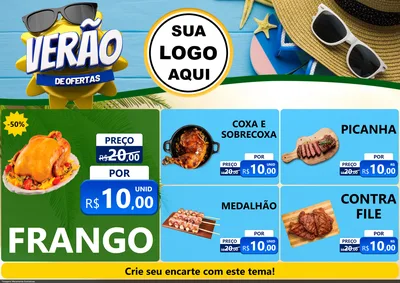 Modelo de Encarte para Encarte A4 Horizontal com o tema Verão de Ofertas para Assados