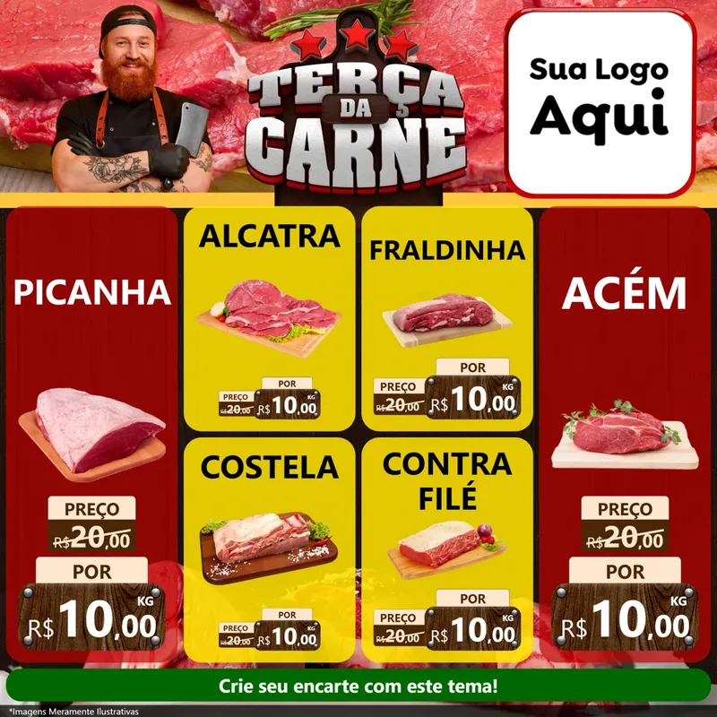 Modelo de Rede Social para Feed Facebook com o tema Terça da Carne para Açougue