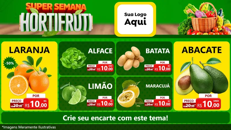 Modelo de TV para TV Horizontal com o tema Super Semana Hortifrúti para Hortifrúti